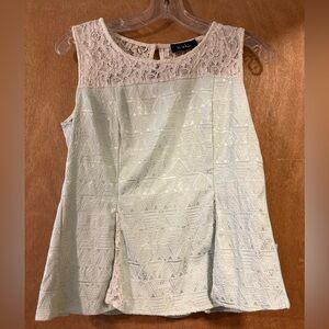 Wish mint and white peplum top, large
